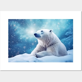 Polar Bear Animal Wildlife Wilderness Colorful Realistic Illustration Posters and Art